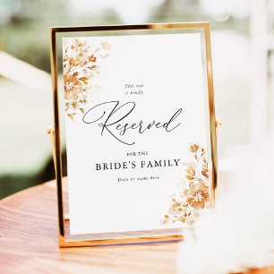 Terracotta Floral Elegant Wedding Reserved Sign