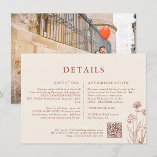Terracotta Floral Fall Wildflower Wedding Details Enclosure Card