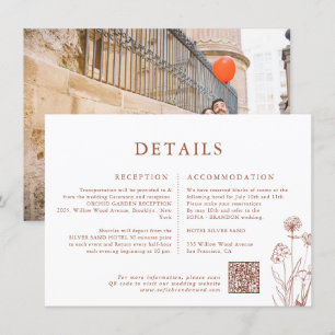 Terracotta Floral Fall Wildflower Wedding Details Enclosure Card