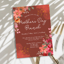 Terracotta Floral Gold Peach Mother's Day Brunch Invitation