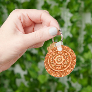 Terracotta Floral Mandala Keychain