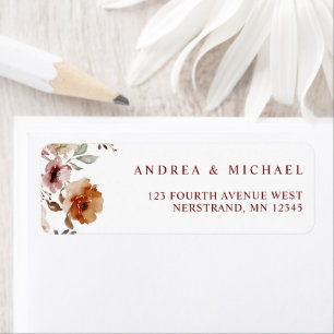 Terracotta Floral Mariage Adresse de retour