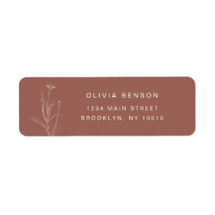 Terracotta Floral Modern Chic Return Address Label