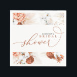 Terracotta Floral Pampas Grass Any Shower Napkin<br><div class="desc">Terracotta flowers and pampas grass bridal shower,  baby shower,  couples shower...  napkins</div>