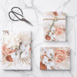 Terracotta Floral Pampas Grass Pattern Elegant Wra Wrapping Paper Sheet<br><div class="desc">Pampas grass and burnt orange flowers tropical pattern wrapping papers</div>