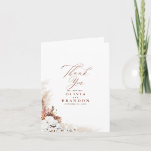 Terracotta Floral Pampas Grass Thank You Card