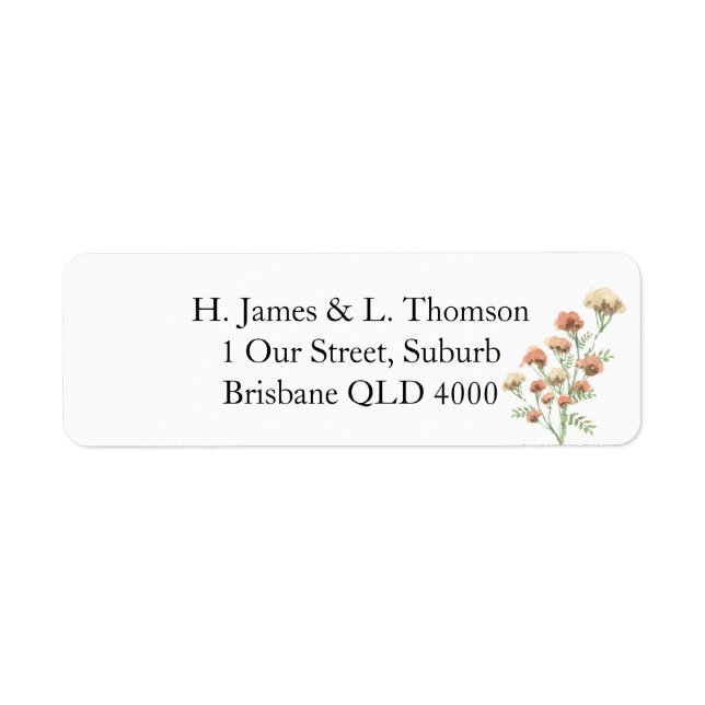 Terracotta Floral Return Address Stickers (Front)