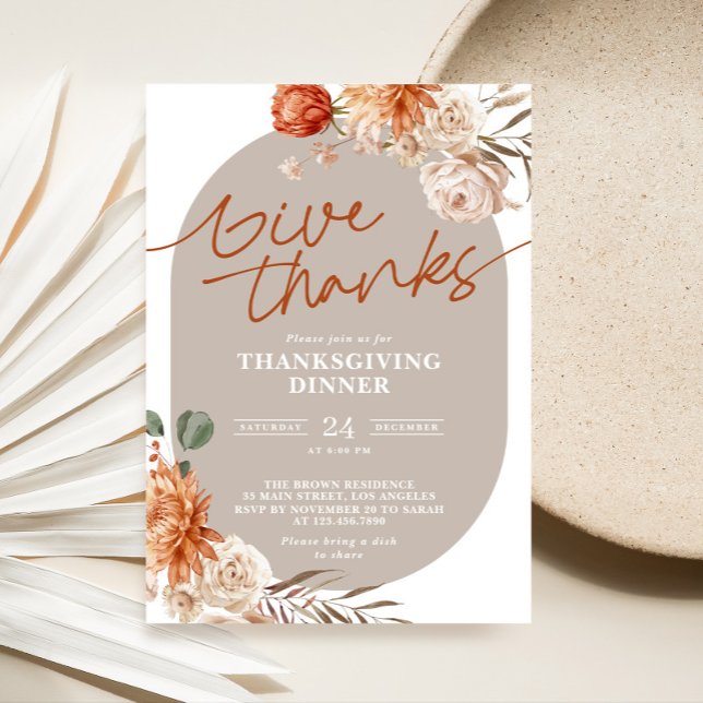 Terracotta Floral Thanksgiving Dîner Invitation (Créateur téléchargé)