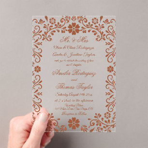 Terracotta Floral Timeless Wedding Acrylic Invitations