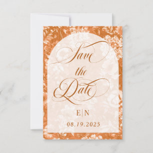 Terracotta Floral Victorian Wedding Save The Date