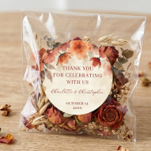 Terracotta Floral Vintage Autumn Wedding Thank You