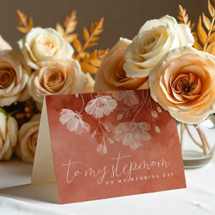 Terracotta Floral Wedding Day Card – To My Stepmom