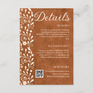 Terracotta Floral Wedding Details QR code Enclosure Card