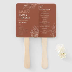  Terracotta Floral Wedding Hand Fan Program