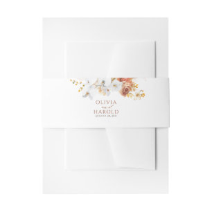 Terracotta Floral Wedding Invitation Belly Band
