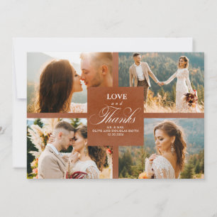 Terracotta Floral Wedding Photo Collage Thank You Card