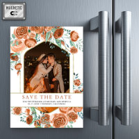 Terracotta Floral Wedding Photo Save the Date