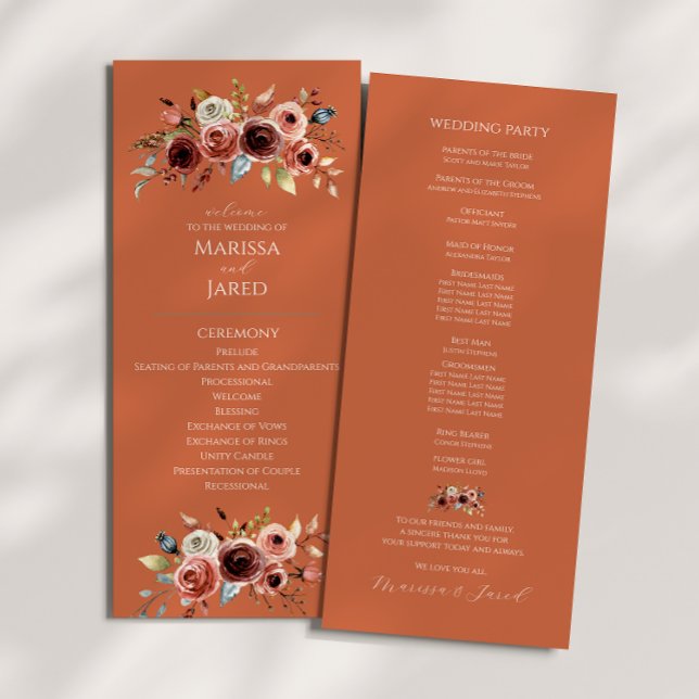 Terracotta Floral Wedding Programme (Créateur téléchargé)
