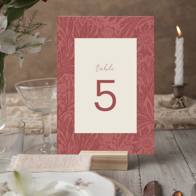 Terracotta Floral Wedding Table Number Card (Creator Uploaded)