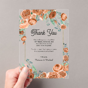 Terracotta Floral Wedding Thank You Acrylic Invitations