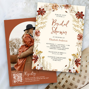 Terracotta Floral Wildflower Cream Bridal Shower Invitation