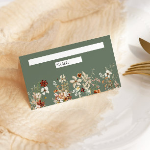 Terracotta Floral Wildflower Sage Green Wedding Place Card