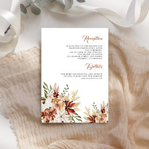 Terracotta Floral Wildflower White Wedding Details Enclosure Card