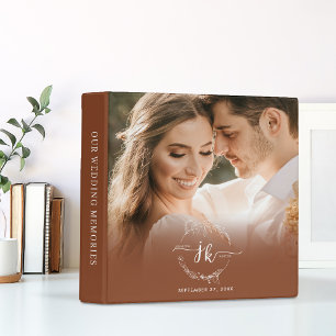 Terracotta Floral Wreath Monogram Photo Wedding Binder