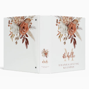  Terracotta Florals Monogram Thanksgiving Recipes Binder