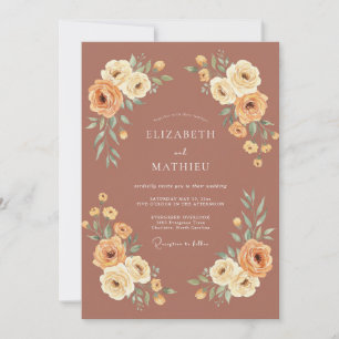 Terracotta Flourishing Blossom Wedding Invitation