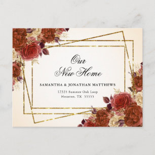 Terracotta Flower Glitter New Home New Address Postcard