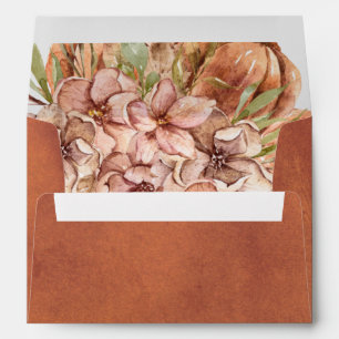 Terracotta flowers and pumpkins fall wedding envelope