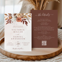 Terracotta Flowers Boho All In One QR Code Wedding