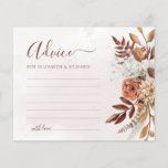 Terracotta Flowers Boho Fall Wedding Advice Card<br><div class="desc">Create a lasting keepsake with these beautiful, terracotta fall floral themed wedding advice cards. Let your guests share their heartfelt wisdom and well wishes for a happy marriage. These charming cards are perfect for any couple planning a bohemian fall wedding. They're a lovely alternative to a traditional guestbook, and will...</div>