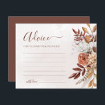 Terracotta Flowers Boho Fall Wedding Advice Card<br><div class="desc">Create a lasting keepsake with these beautiful, terracotta fall floral themed wedding advice cards. Let your guests share their heartfelt wisdom and well wishes for a happy marriage. These charming cards are perfect for any couple planning a bohemian fall wedding. They're a lovely alternative to a traditional guestbook, and will...</div>