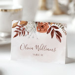 Terracotta Flowers Boho Fall Wedding Place Card<br><div class="desc">Guide your guests with warmth and rustic elegance using this customizable place card design, perfect for an autumn celebration. Featuring a beautiful arrangement of watercolor fall leaves and blooms in rich rust, burnt orange, and terracotta hues, this design adds a touch of bohemian charm to your table setting. The clear...</div>