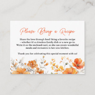 Terracotta Flowers Bridal Shower Recipe Request Enclosure Card