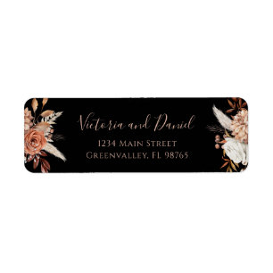 Terracotta Flowers Fall Black Wedding Address