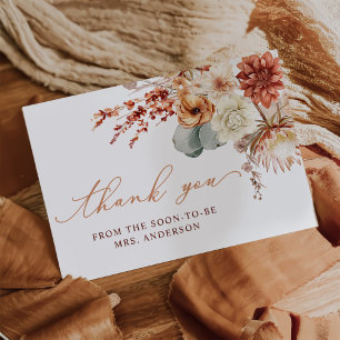 Terracotta Flowers Fall Bridal Shower Thank You Card