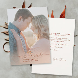 Terracotta Foliage Photo Elopement Announcement