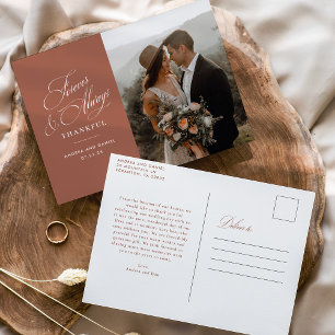 Terracotta Forever and Always Wedding Thank You  Postcard