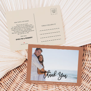 Terracotta Formal Photo Wedding Thank You Postcard