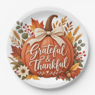 Terracotta Friendsgiving Paper Napkins, Grateful Plate
