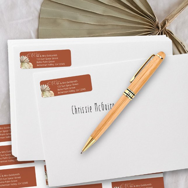 Terracotta Future M. et Mme Adresse de retour (Return address labels from my Boho Palm Bridal Shower Collection)