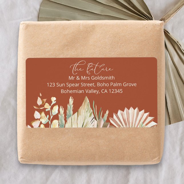 Terracotta future M et Mme Adresse de retour Étiqu (Address labels from my Boho Palm Bridal Shower Collection)