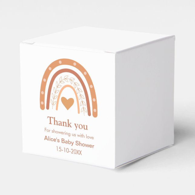Terracotta Gender Neutral boho rainbow custom     Favor Box (Front Side)