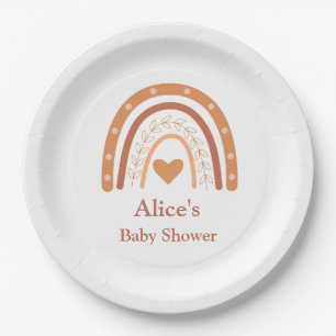 Terracotta Gender Neutral boho rainbow custom   Paper Plate
