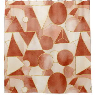 Terracotta Geometric - Gold Line Art Mosaic