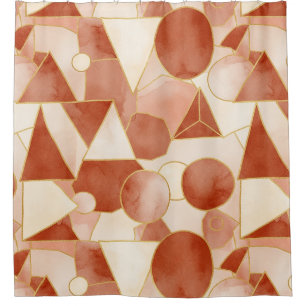 Terracotta Geometric - Gold Line Art Mosaic (1)