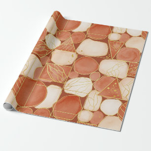Terracotta Geometric - Gold Line Art Mosaic (2) Wrapping Paper